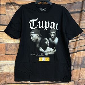 2PAC Tupac Shakur 3 Faces Graphic T-Shirt Men's Black L Cotton New with Tags
